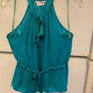 Teal silk peplum halter top